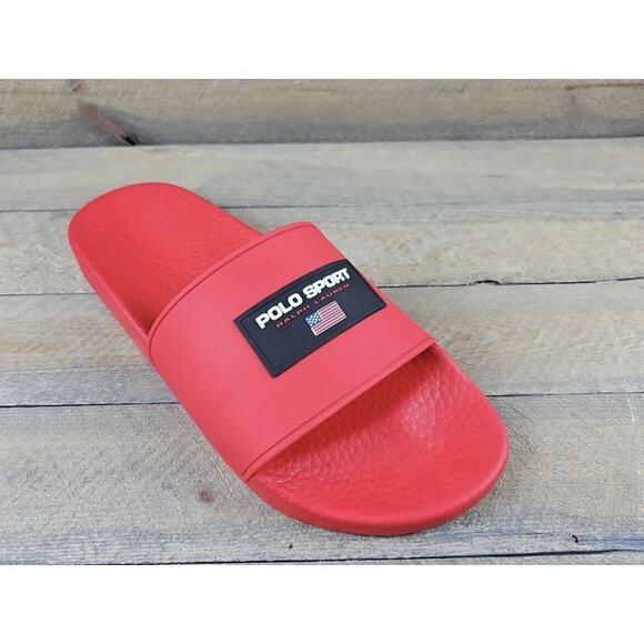 Polo Sport Ralph Lauren RRL Slides Boat Sandals Red Shoes Mens 12 New Fast Ship